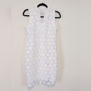 Macys Charter Club White Floral Lace Sleeveless Dress, Fully Lined,Size S
